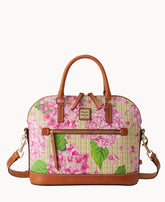 Hydrangea Basketweave Domed Zip Satchel