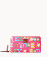 Doodle II Coated Cotton Large Zip Around Wristlet
