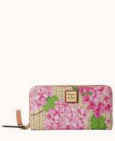 Hydrangea Basketweave Large Zip Around Wristlet