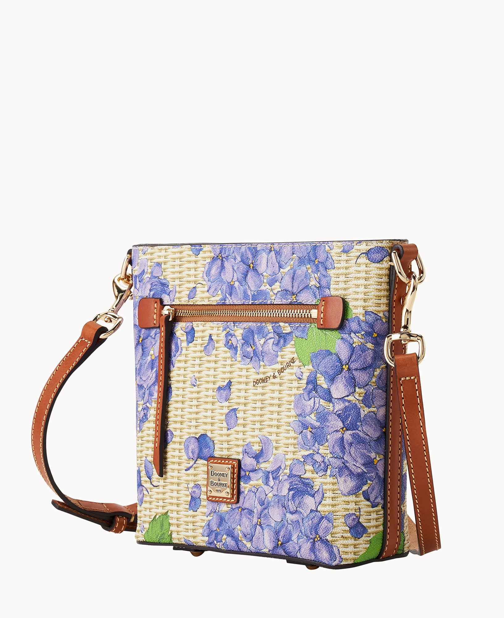 Hydrangea Basketweave Small Zip Crossbody