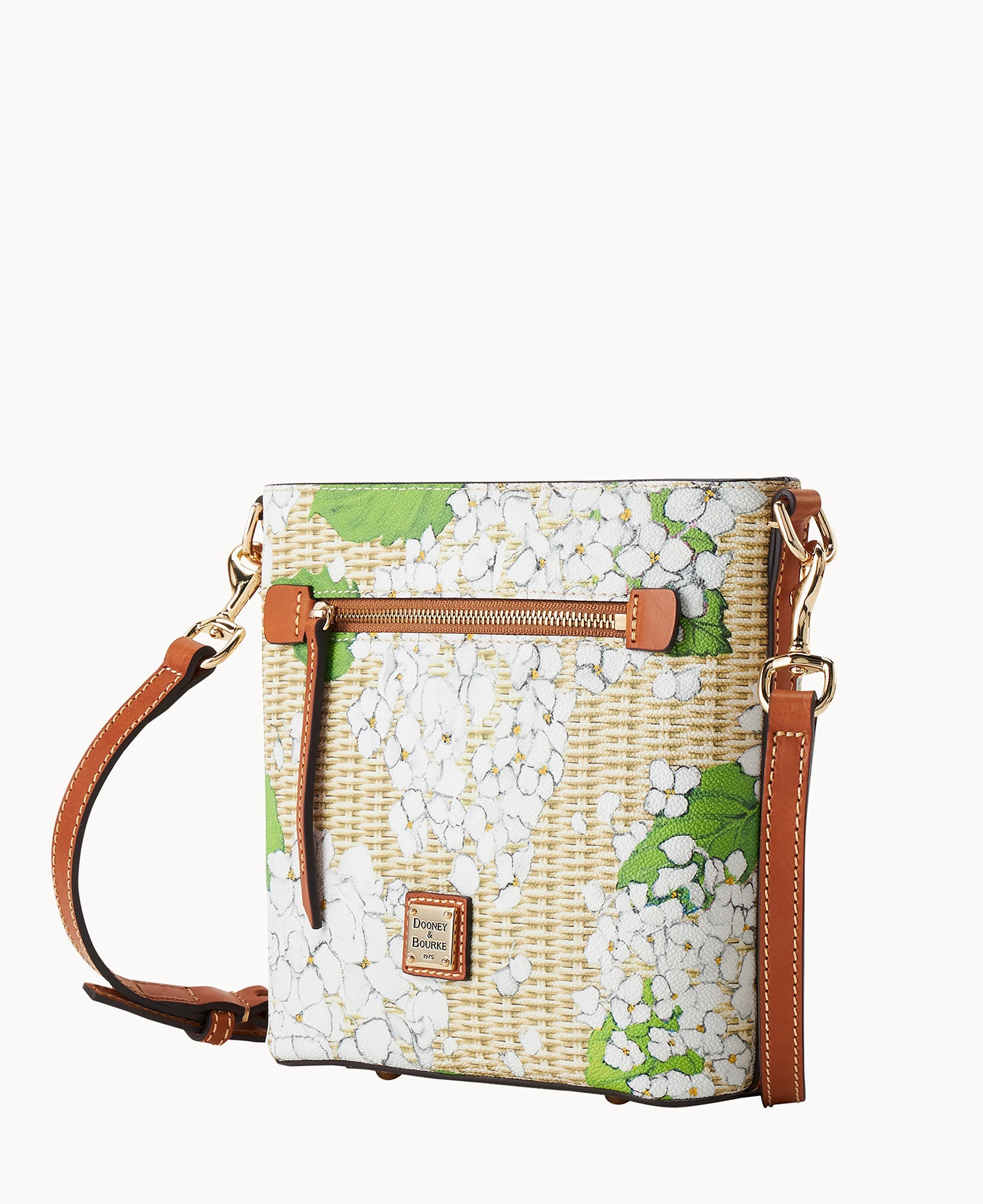 Hydrangea Basketweave Small Zip Crossbody