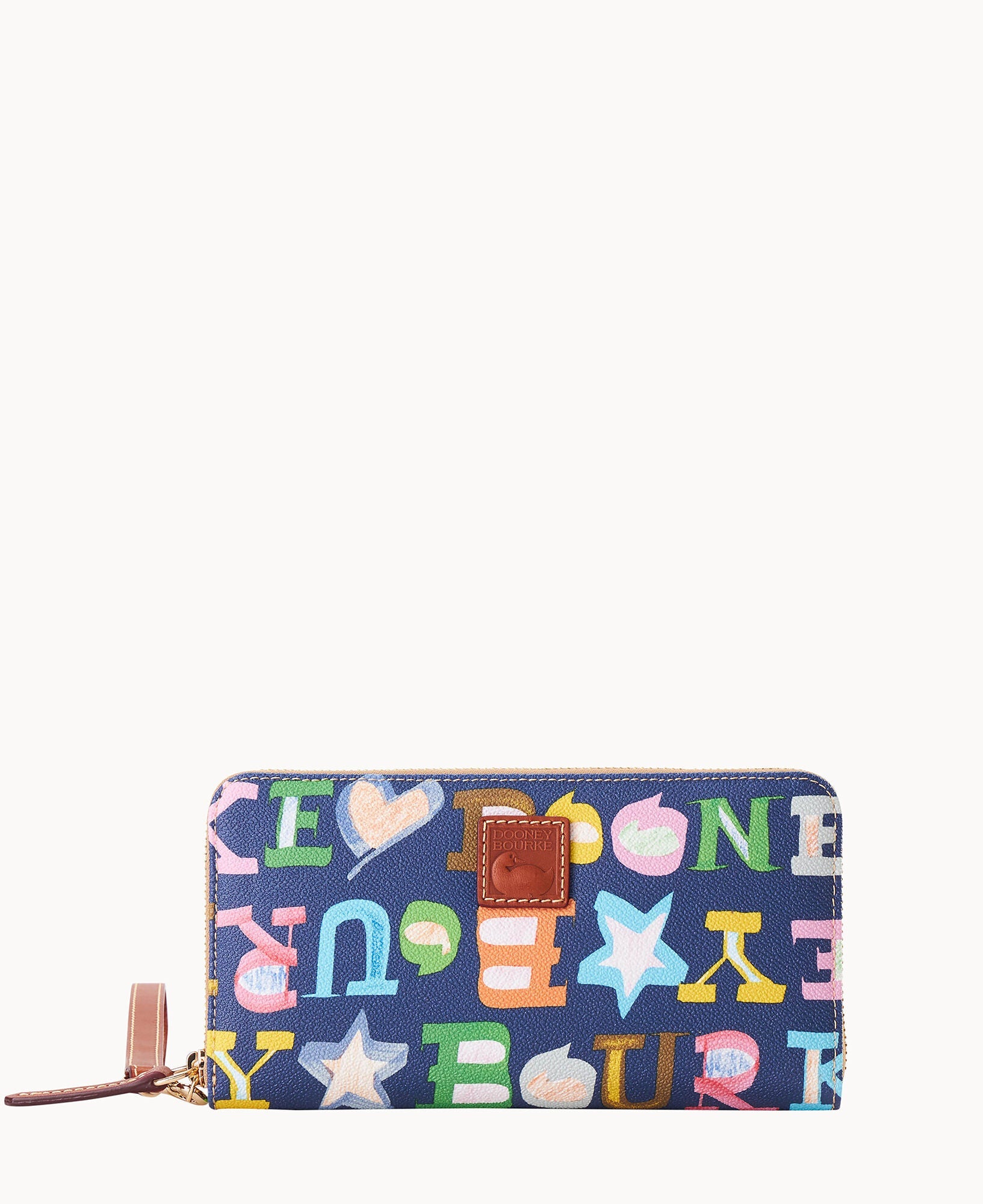 Doodle II Coated Cotton Large Zip Around Wristlet