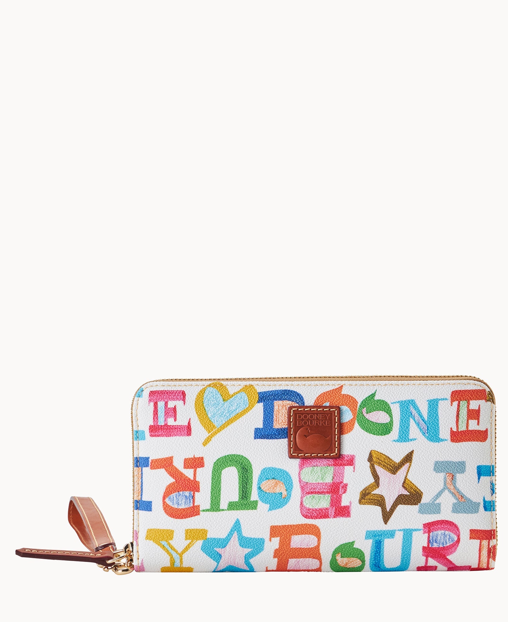 Doodle II Coated Cotton Large Zip Around Wristlet