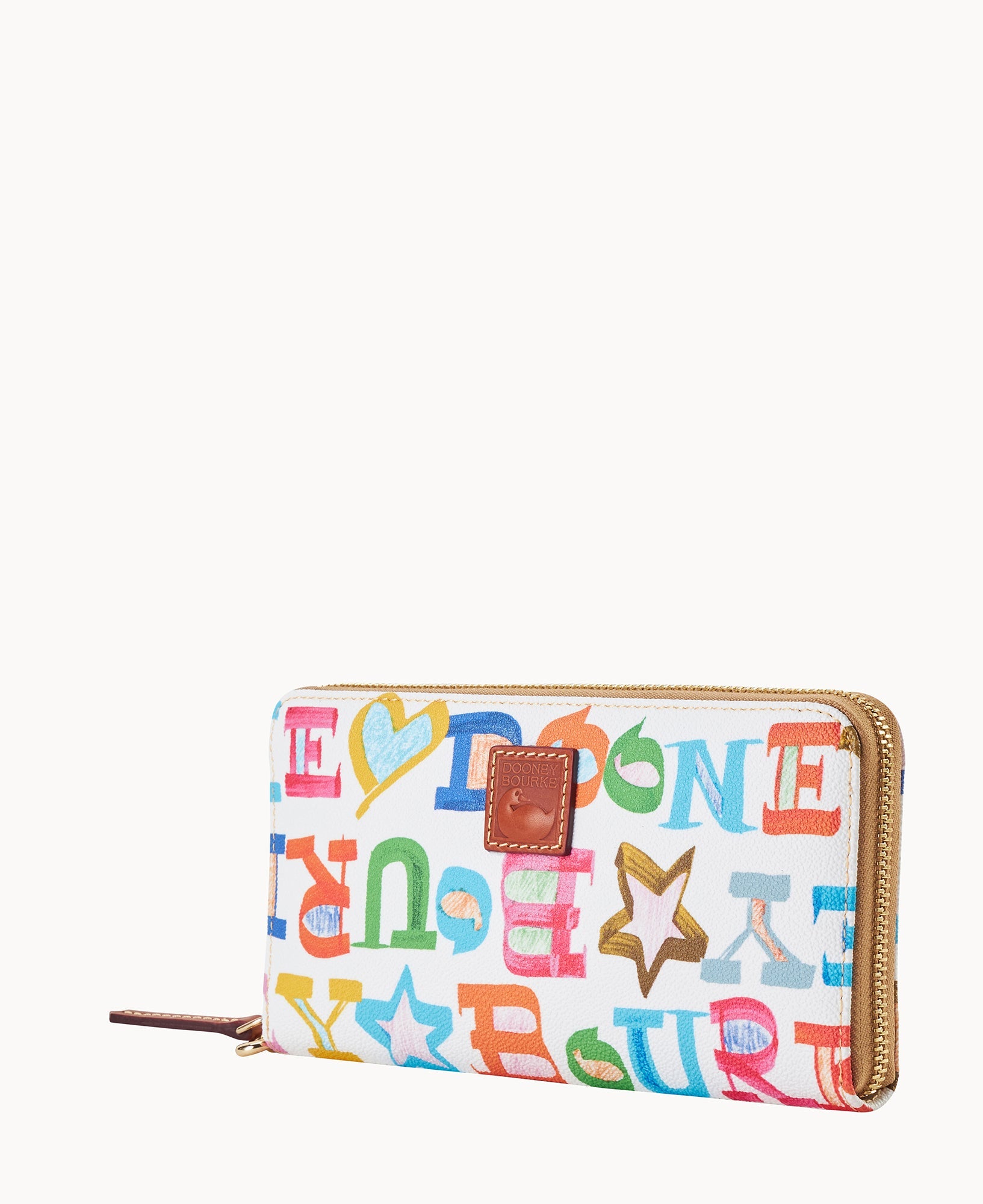 Doodle II Coated Cotton Large Zip Around Wristlet