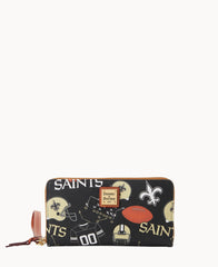 NFL Saints Large Zip Around Wristlet